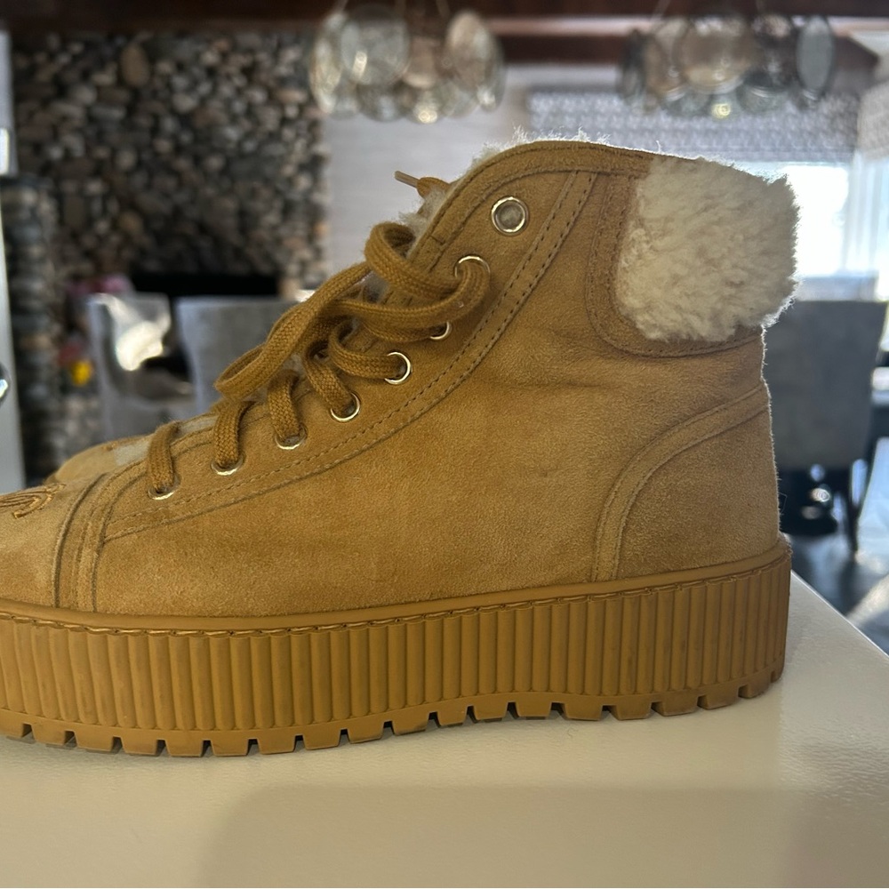 Women's Tan High-Top Sneakers